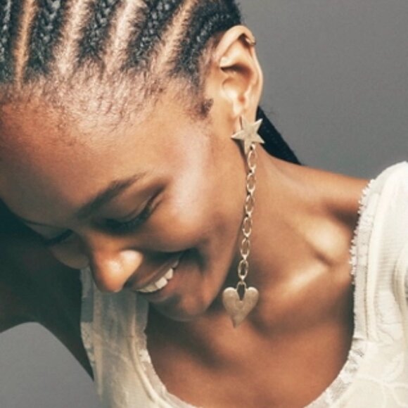 Free People Alia Dangle Drop Earrings in Gold BAG INCLUDED - Picture 1 of 10